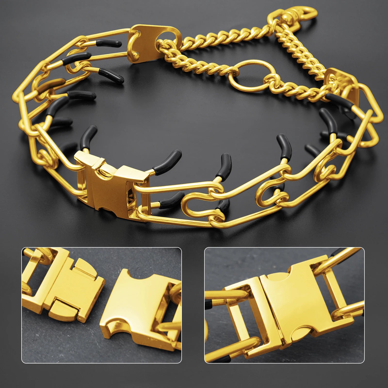 Hundehalsband mit Metallschlaufen und Gummipins für Training | Mervali