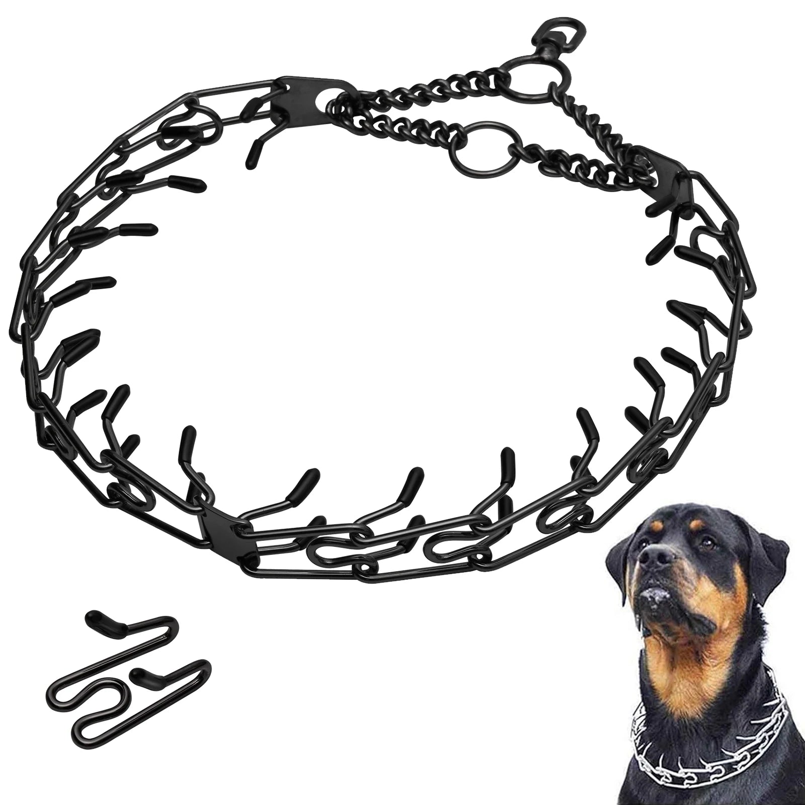 Hundehalsband mit Metallschlingen und Gummispitzen | Merlix