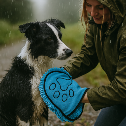 Hundehandtuch mit Eingrifftaschen zum Abtrocknen | PawDry Grip