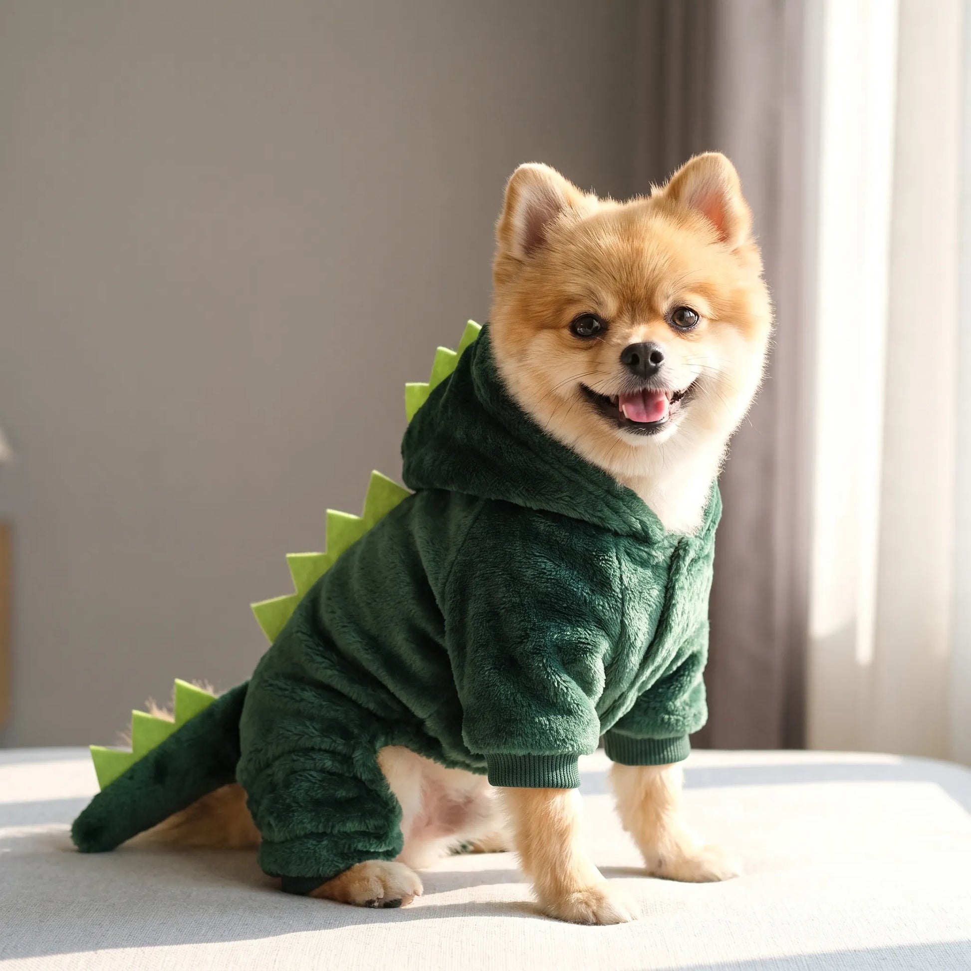 Hundekostüm Dinosaurier mit Kapuze
