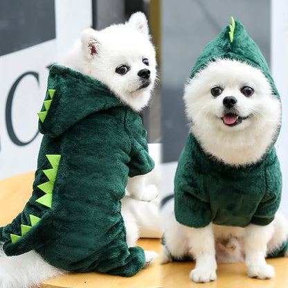 Hundekostüm Dinosaurier mit Kapuze