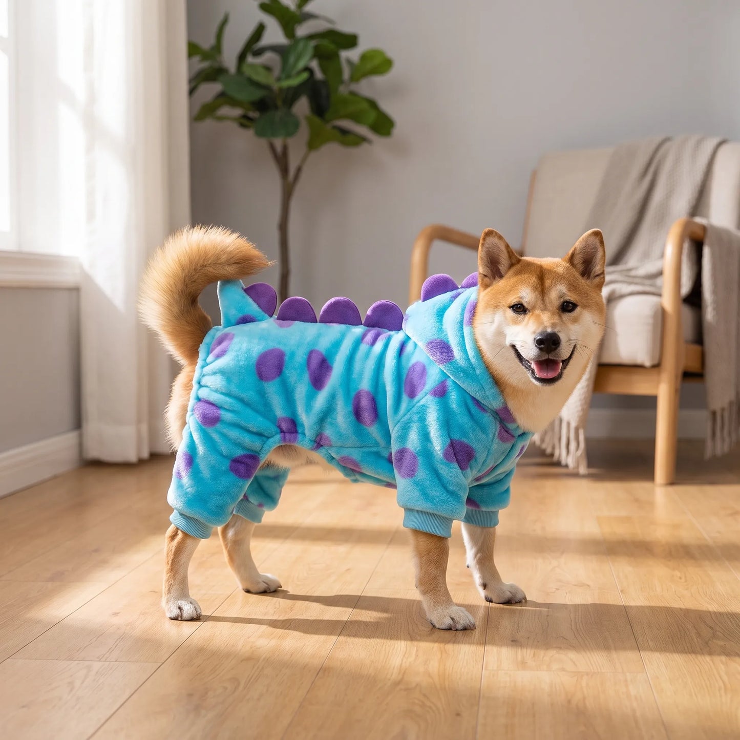 Hundekostüm im Dinosaurier Design mit Kapuze
