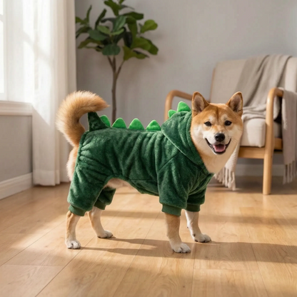 Hundekostüm im Dinosaurier Design mit Kapuze