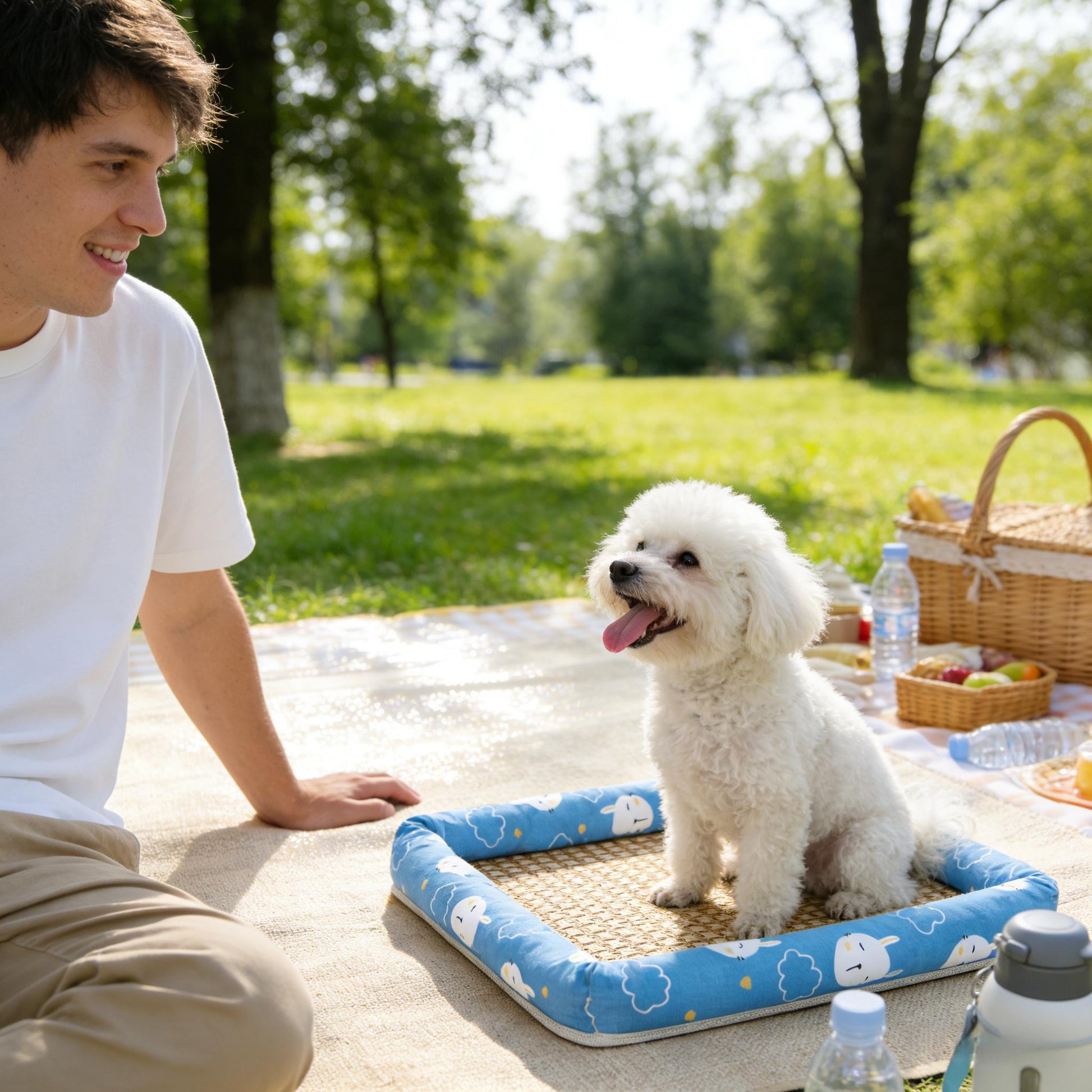 Hundekuehlmatte Leinen atmungsaktiv waschbar fuer Sommer | Prylix