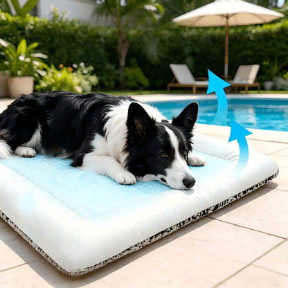 Hundekuehlmatte atmungsaktiv mit Nackenstuetze fuer Sommer | Rixora