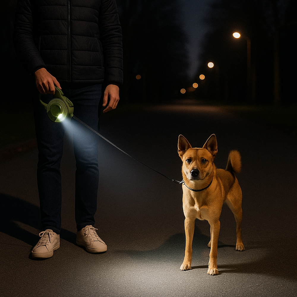Hundeleine ausziehbar mit LED-Licht für Abendspaziergänge | LumioLine