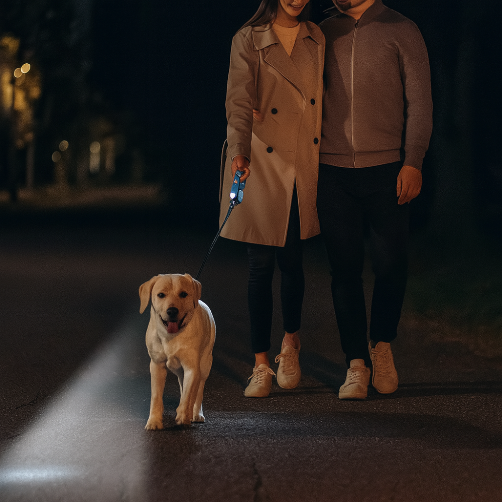 Hundeleine ausziehbar mit LED-Licht und Kotbeutelhalter | PawLite