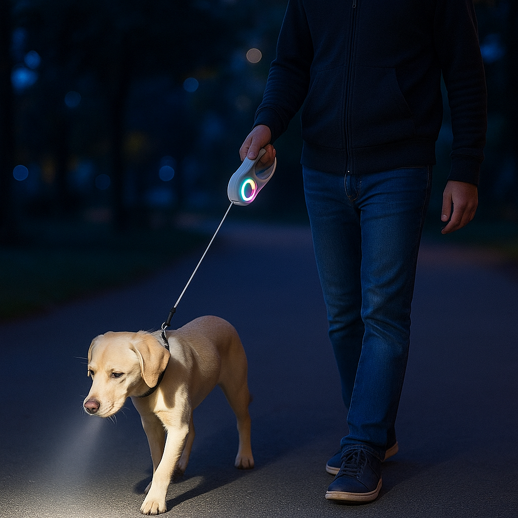 Hundeleine mit LED Beleuchtung für Abendspaziergänge | Snoopy