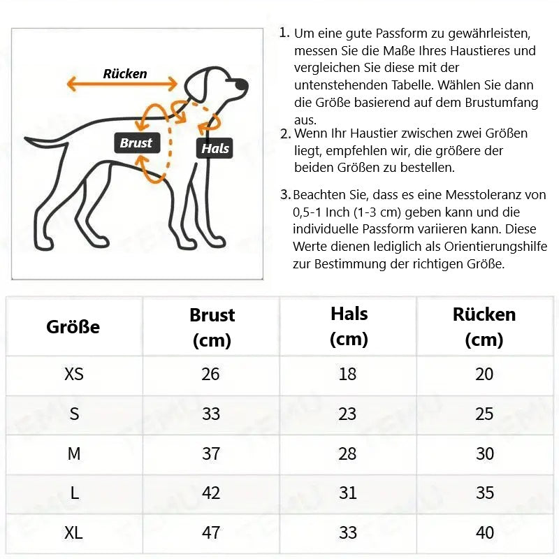 Hundemantel mit Druckknöpfen und wasserabweisendem Stoff | Sibylla