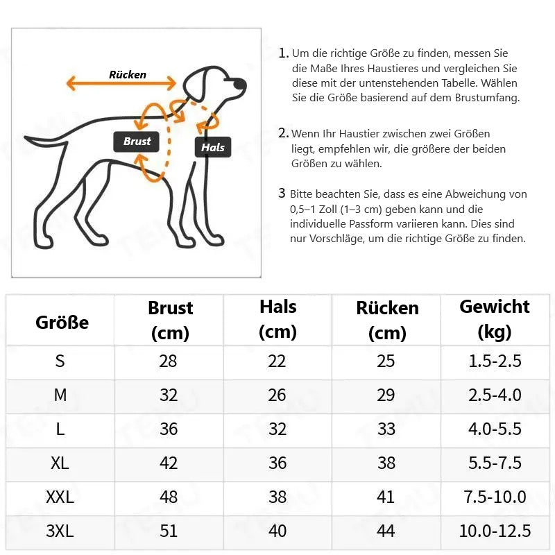 Hundemantel mit Fleece wasserfesten Stoff doppelten D Ringen | Lutz