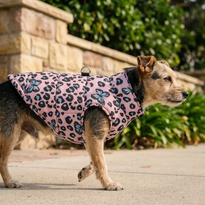 Hundemantel mit Leopardenmuster und Reißverschluss