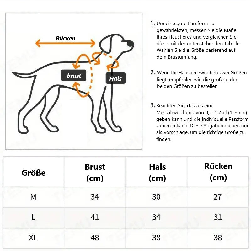 Hundemantel mit warmer Fütterung und Weihnachtsmotiv | Wunder
