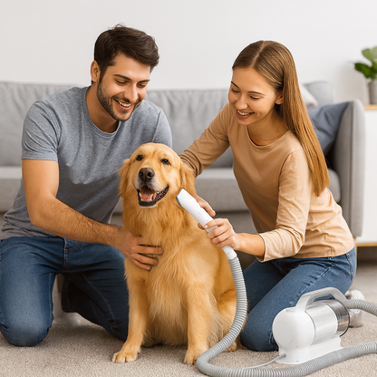 Hundeschermaschine mit Staubsaugerfunktion und Auffangbehälter | Trimora