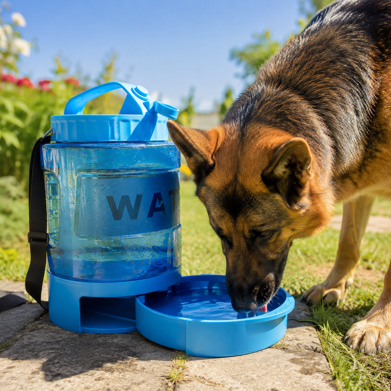 Hundetrinkflasche mit Trinkschale und grossem Volumen | Aquafix