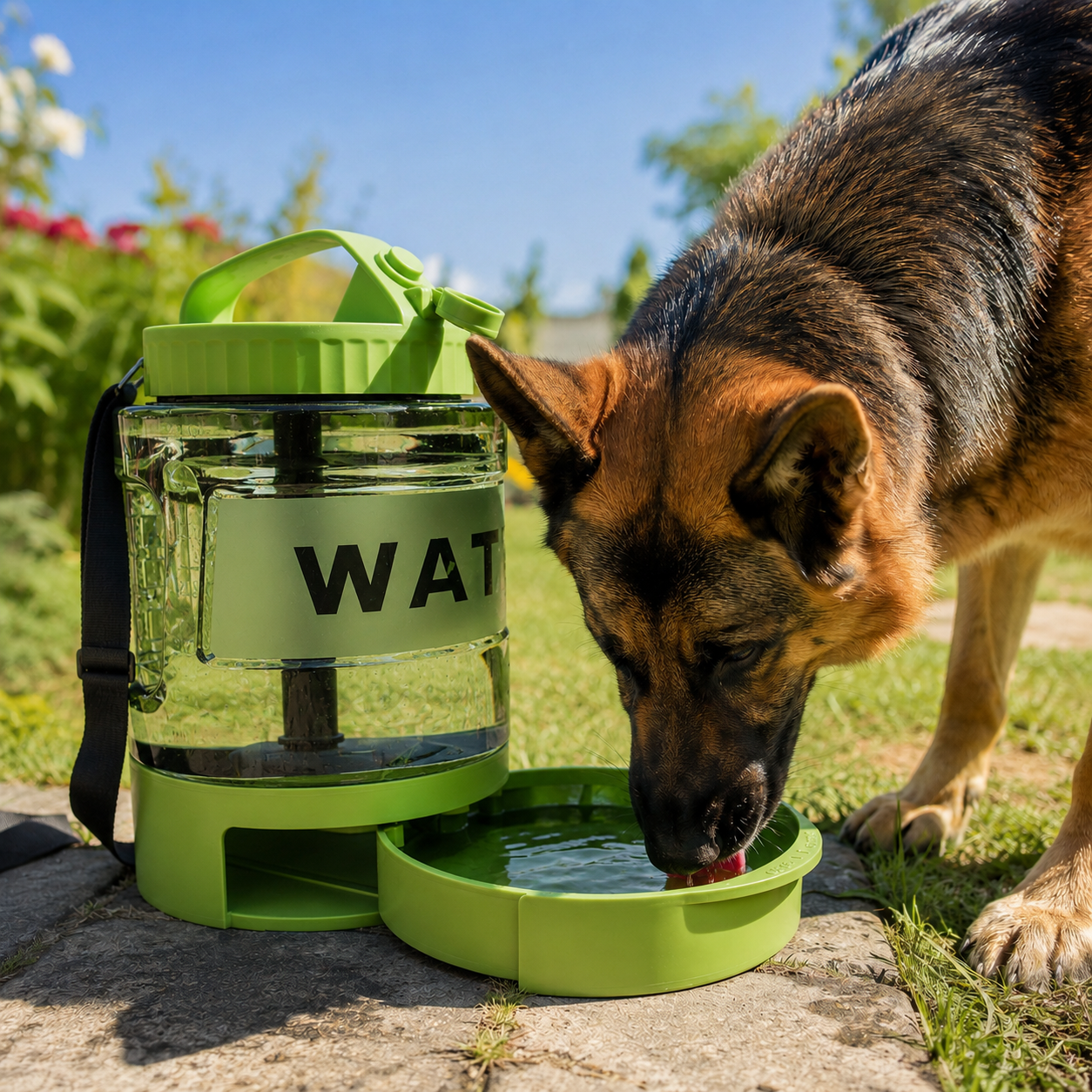 Hundetrinkflasche mit Trinkschale und grossem Volumen | Aquafix