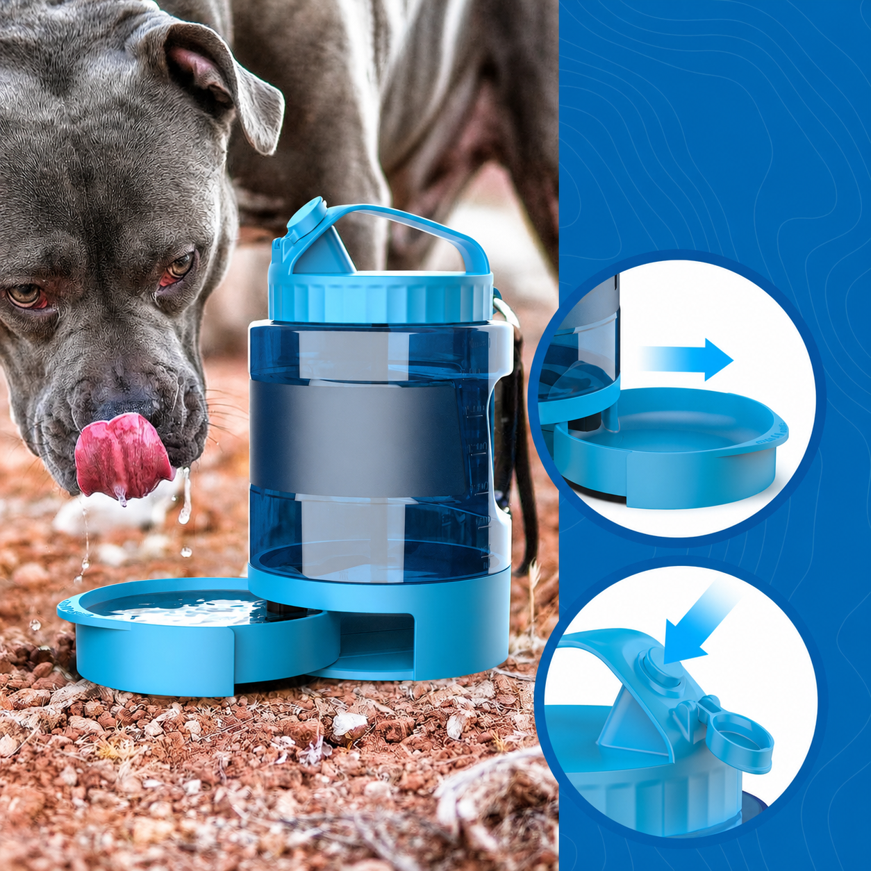 Hundetrinkflasche mit Trinkschale und grossem Volumen | Aquafix