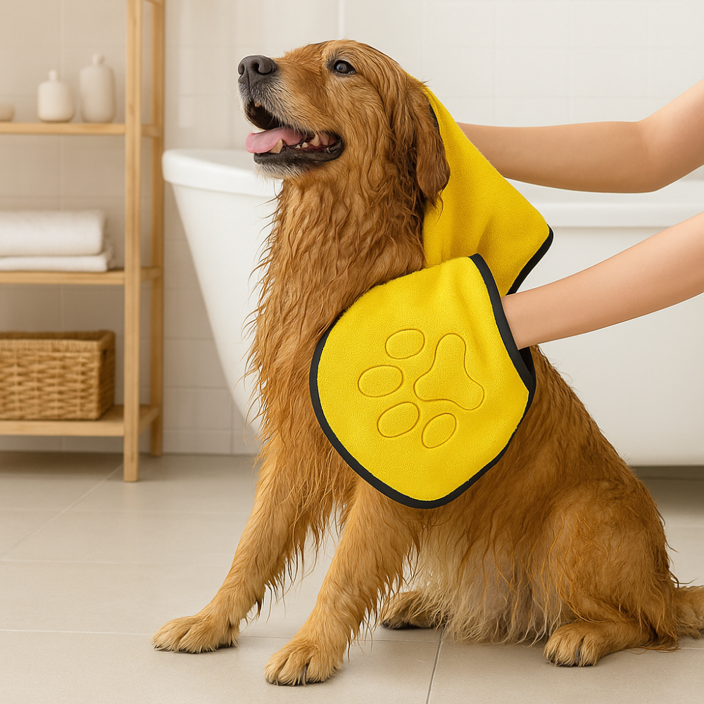 Hundetrockentuch saugstark Mikrofaser mit Taschen | PawDrape