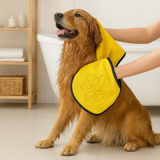 Hundetrockentuch saugstark Mikrofaser mit Taschen | PawDrape