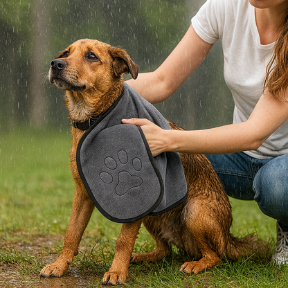 Hundetrockentuch saugstark Mikrofaser mit Taschen | PawDrape