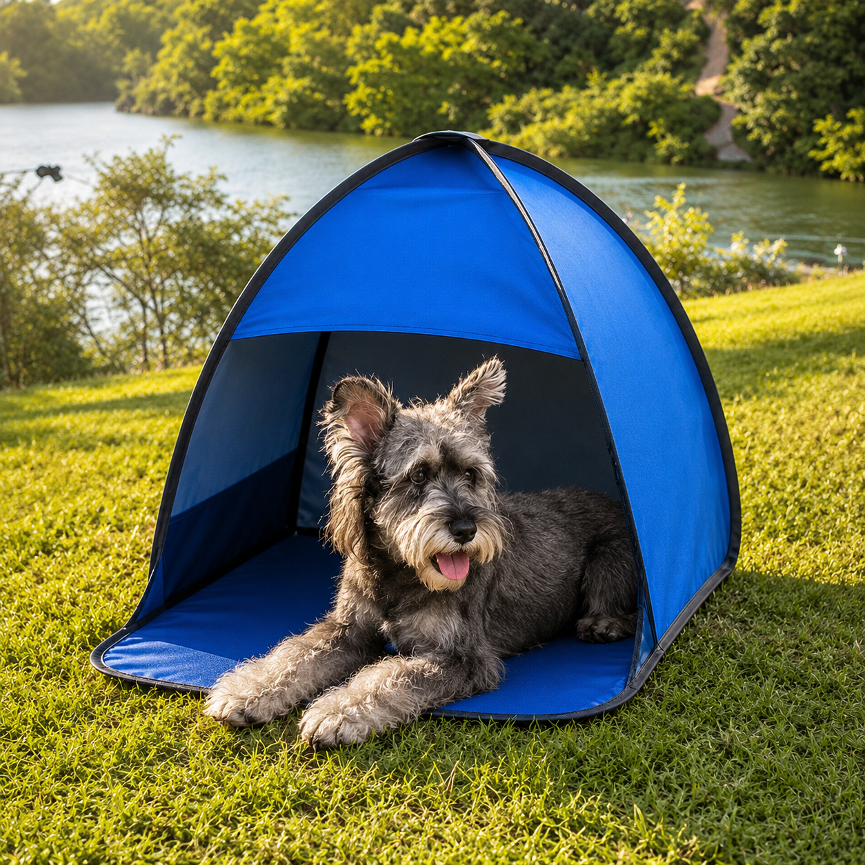Hundezelt Pop Up atmungsaktiv tragbar fuer Sommer | Solivra