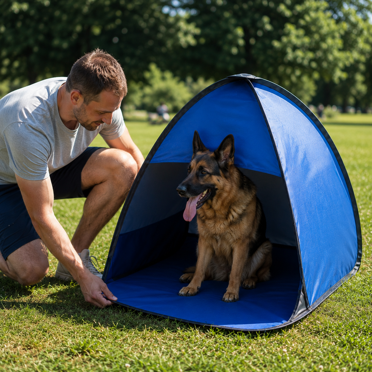 Hundezelt Pop Up atmungsaktiv tragbar fuer Sommer | Solivra
