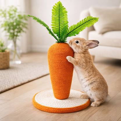Kaninchen Kratzbrett aus Sisal im Karotten Design | Carvilo