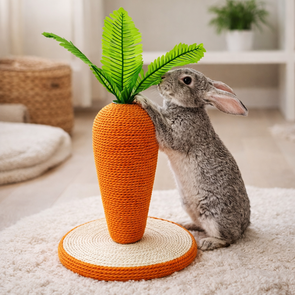 Kaninchen Kratzbrett aus Sisal im Karotten Design | Carvilo