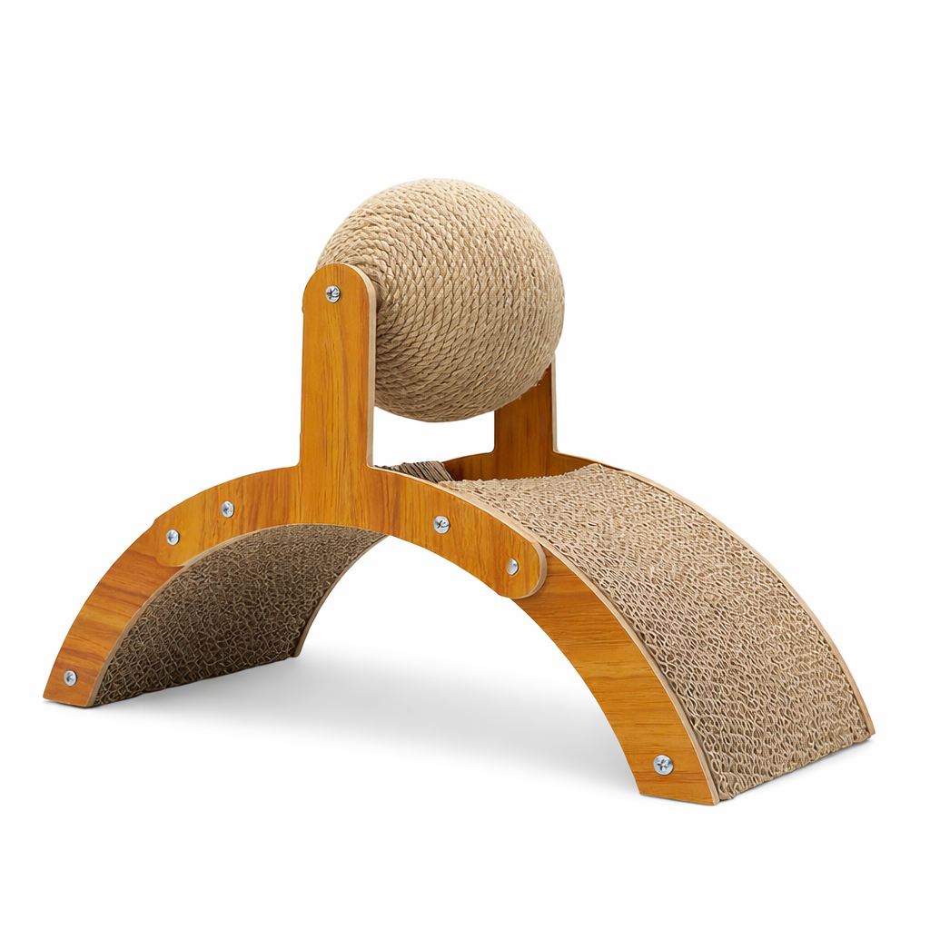 Kaninchen Kratzspielzeug Holzbrücke mit Sisal Spielball | Bunero