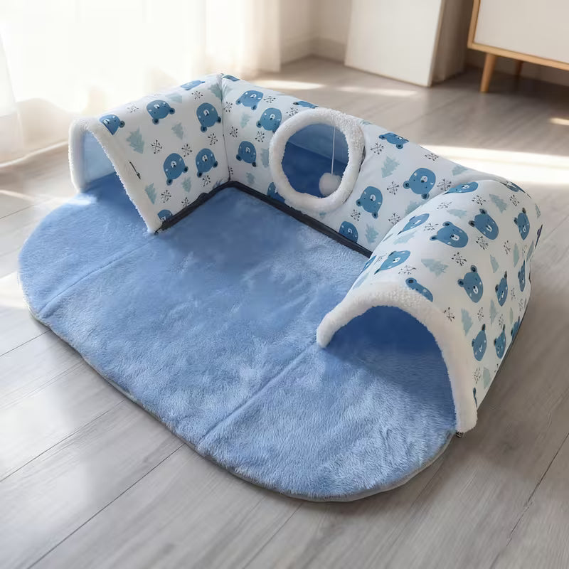 Kaninchen Tunnelbett Plüsch mit Herausnehmbarer Matte | Bunivo