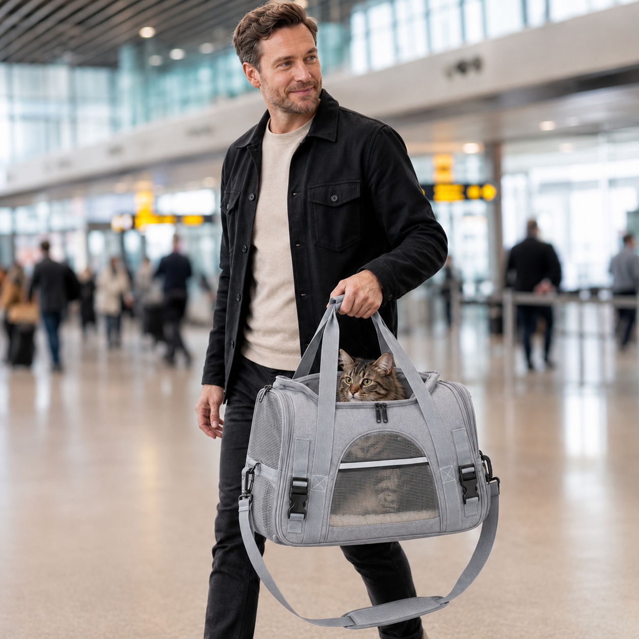 Katze Transportbox mit drei Eingängen und atmungsaktivem Design | Mobibag