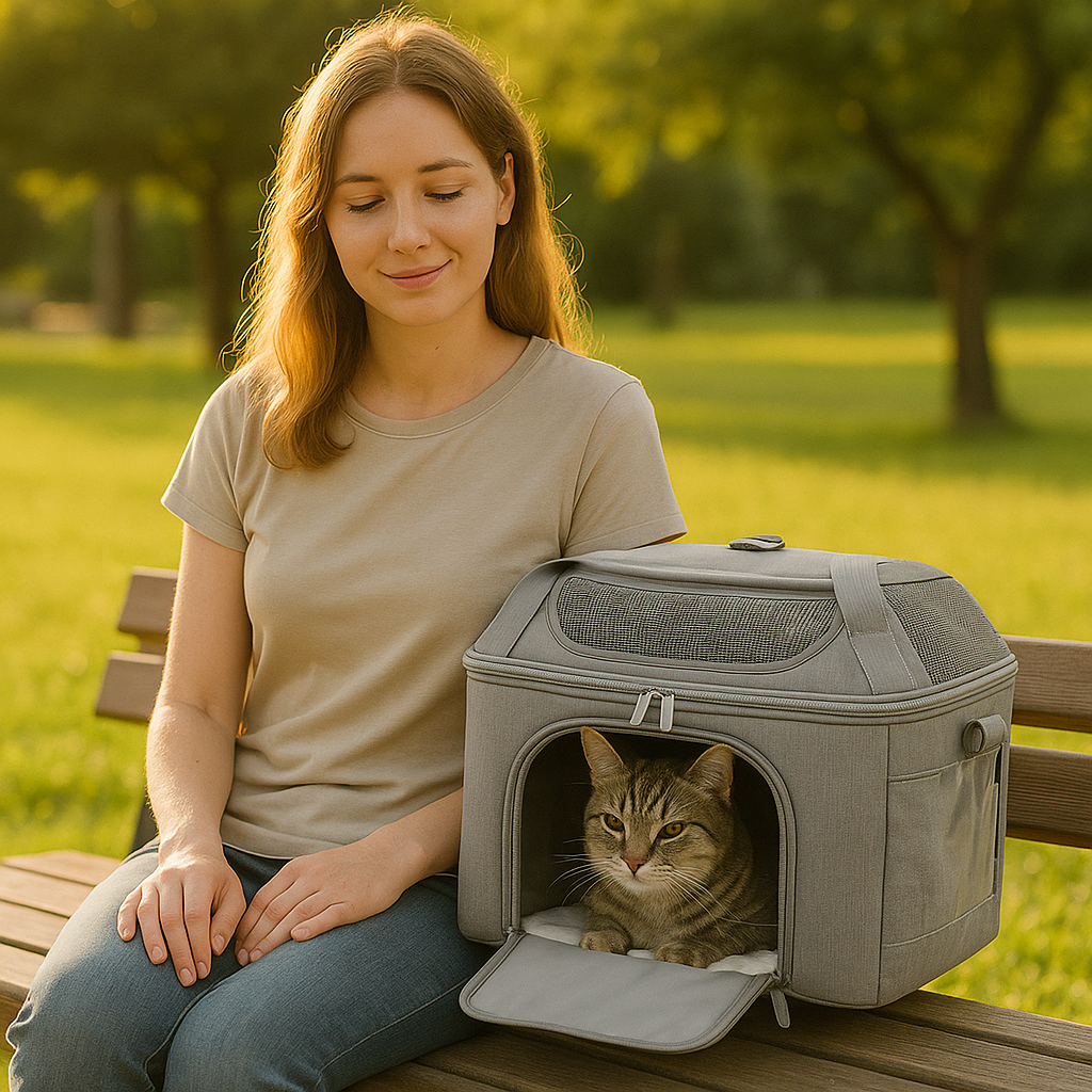 Katze Transportbox mit drei Eingängen und atmungsaktivem Design | Mobibag