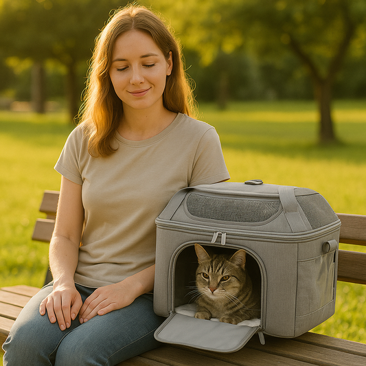 Katze Transportbox mit drei Eingängen und atmungsaktivem Design | Mobibag