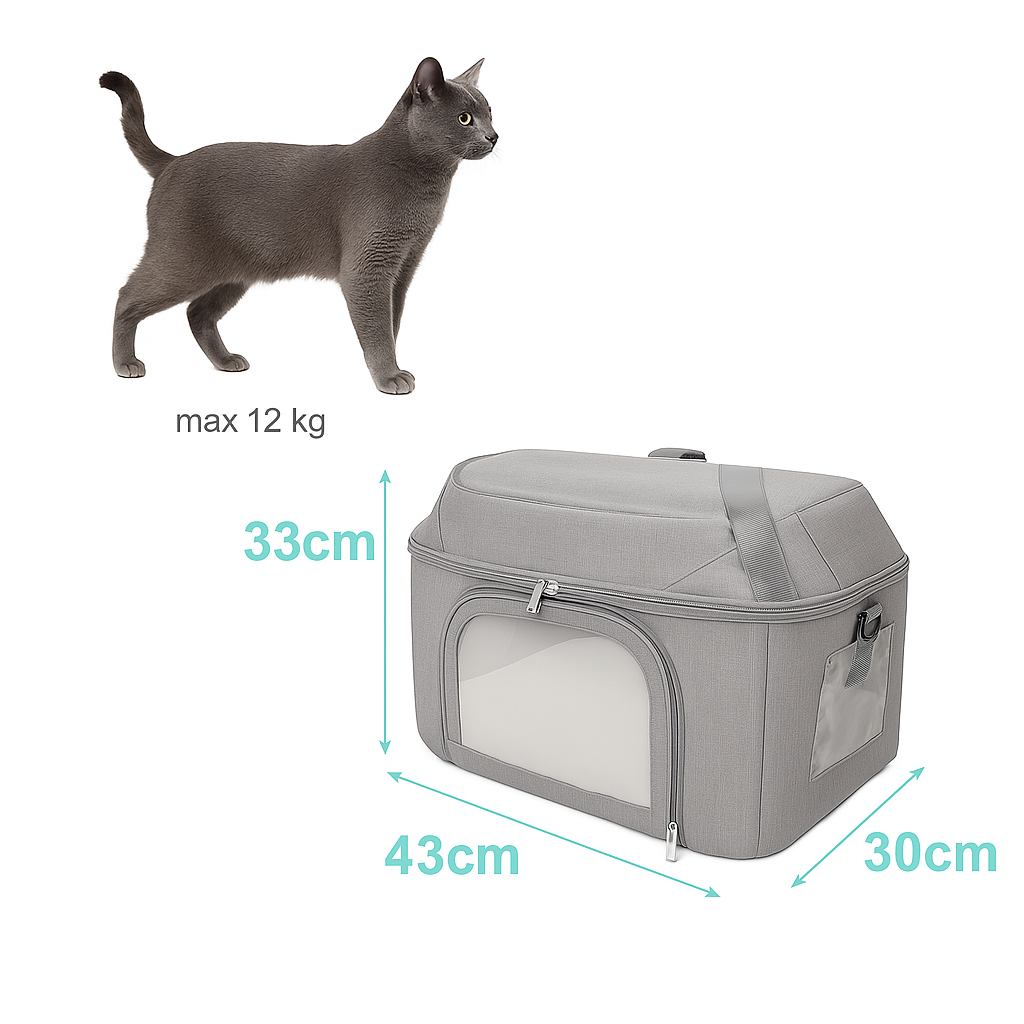 Katze Transportbox mit drei Eingängen und atmungsaktivem Design | Mobibag