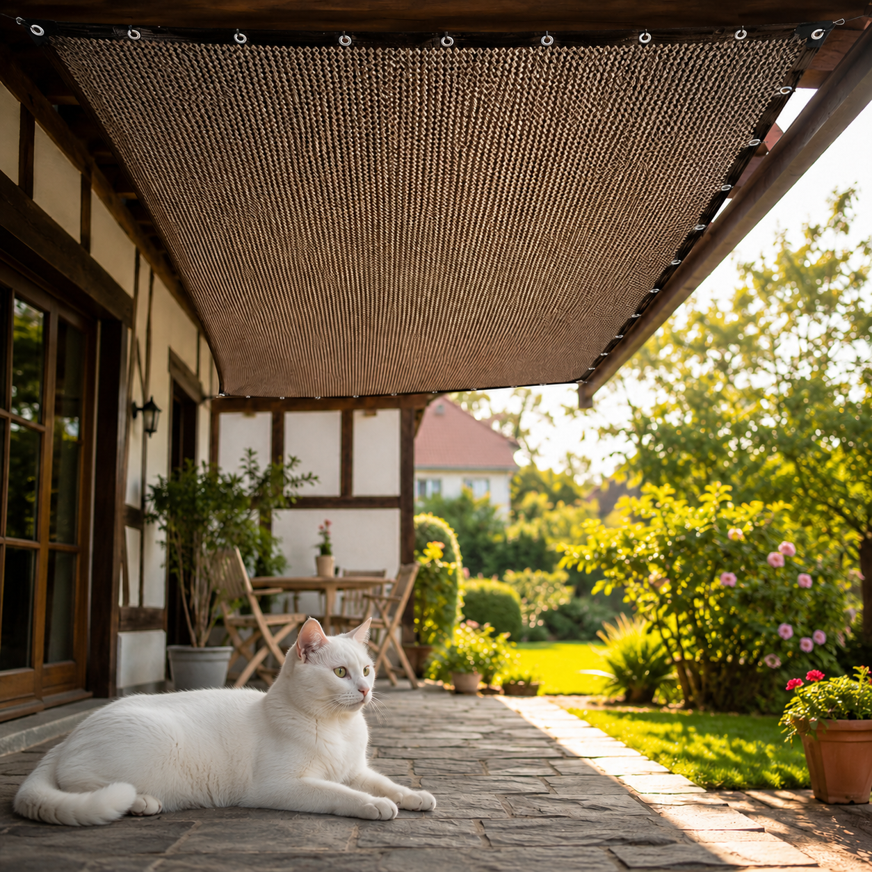 Katzen Schattennetz HDPE atmungsaktiv fuer Katzengehege | Hovena