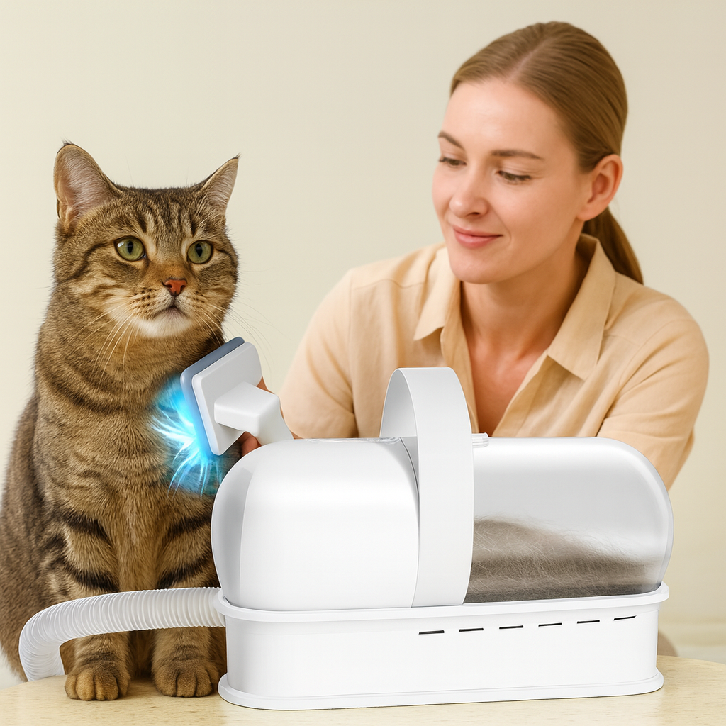 Katzen schermaschine mit Staubsaugerfunktion und Auffangbehälter | Catvas