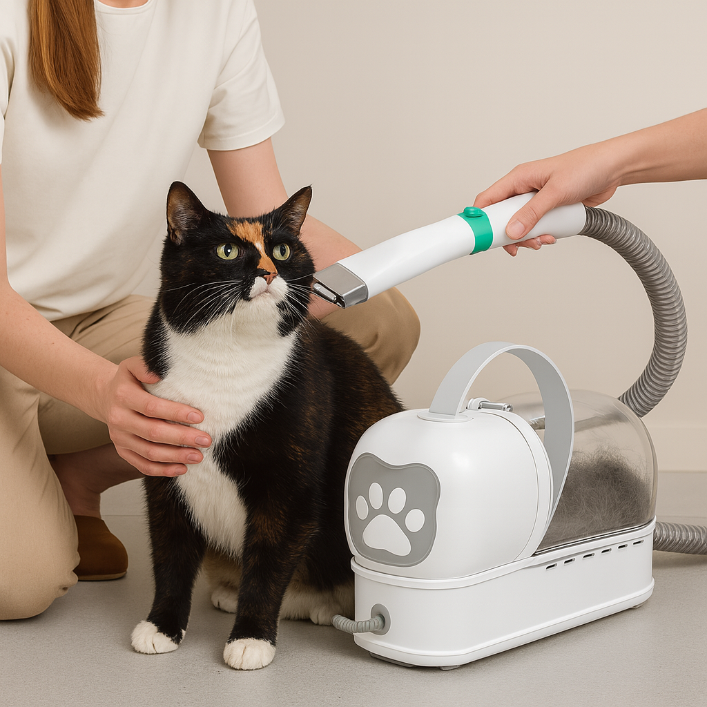 Katzen schermaschine mit Staubsaugerfunktion und Auffangbehälter | Catvas