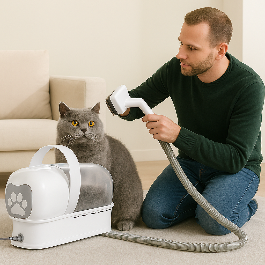 Katzen schermaschine mit Staubsaugerfunktion und Auffangbehälter | Catvas