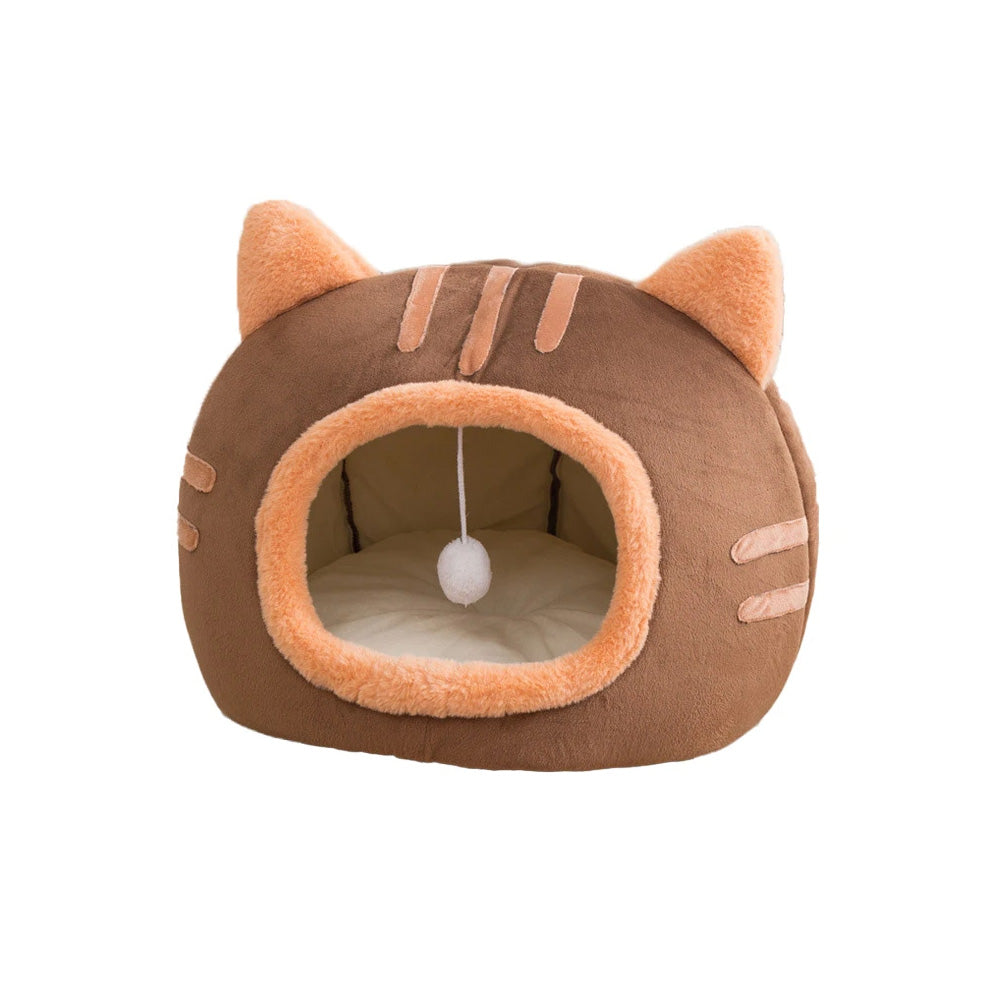 Katzenhaus mit Spielball und herausnehmbarem Kissen | Zorina