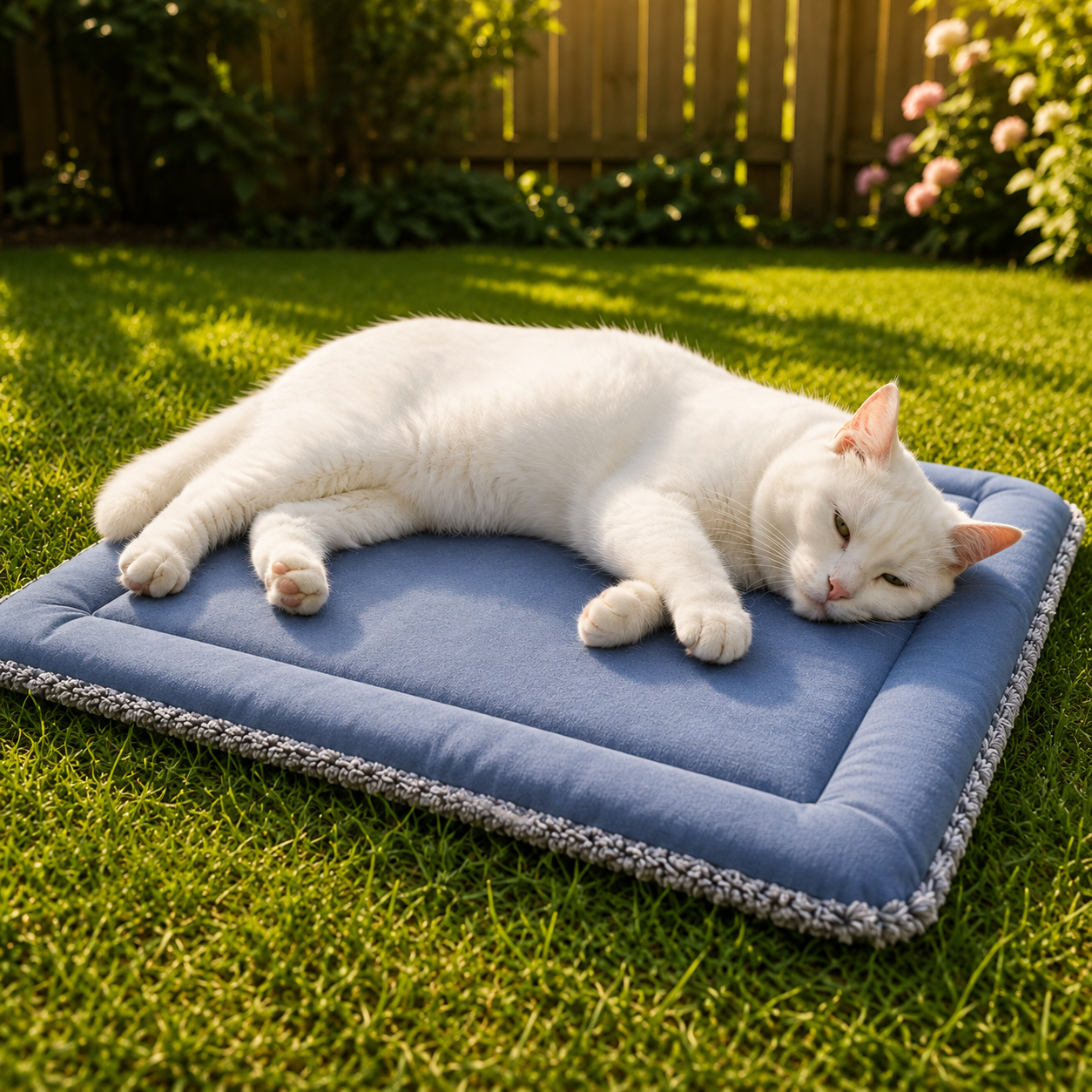 Katzenkuehlmatte atmungsaktiv mit Nackenstuetze fuer Sommer | Sylven
