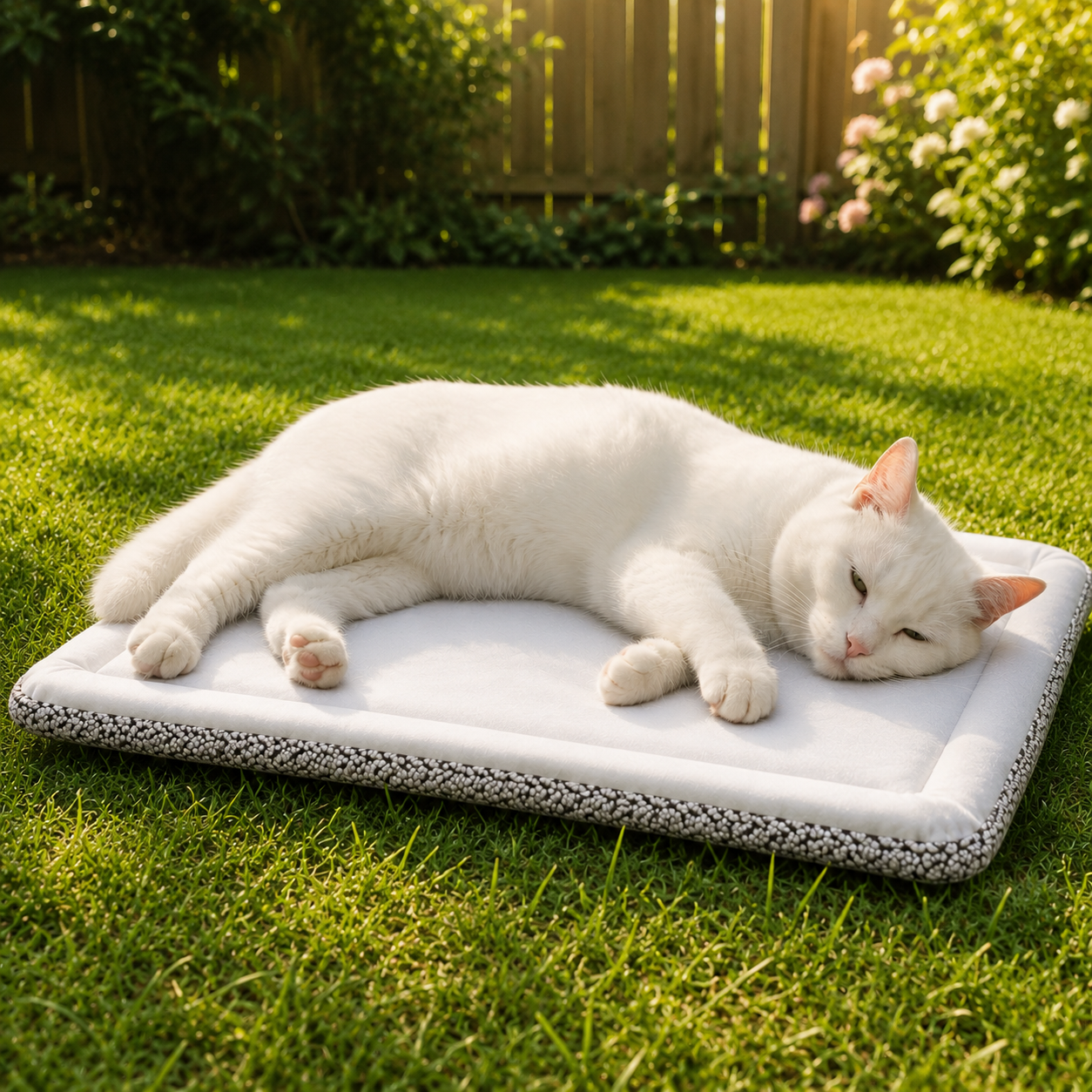 Katzenkuehlmatte atmungsaktiv mit Nackenstuetze fuer Sommer | Sylven
