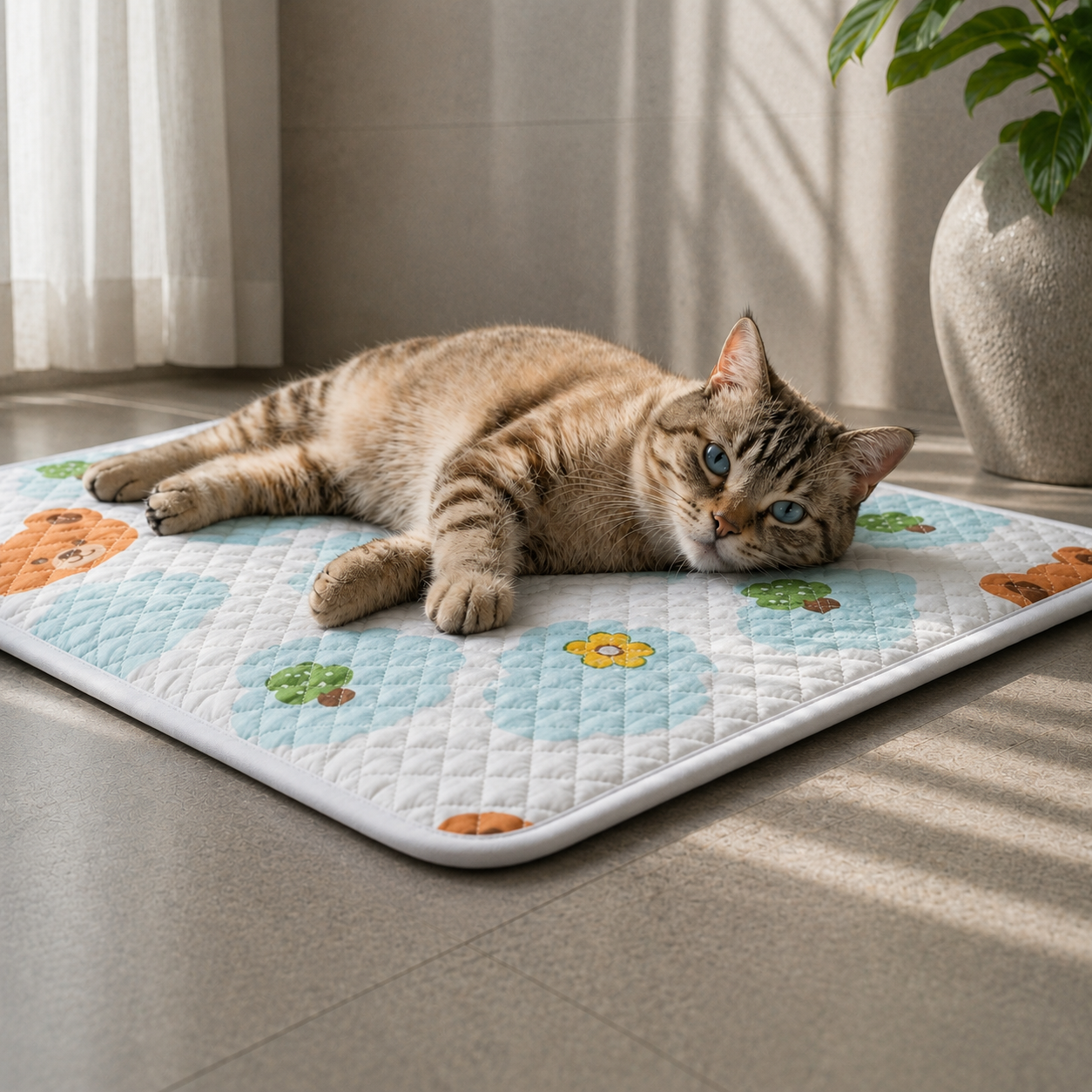 Katzenkuehlmatte atmungsaktiv rutschfest fuer Sommer | Zarexo