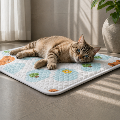 Katzenkuehlmatte atmungsaktiv rutschfest fuer Sommer | Zarexo