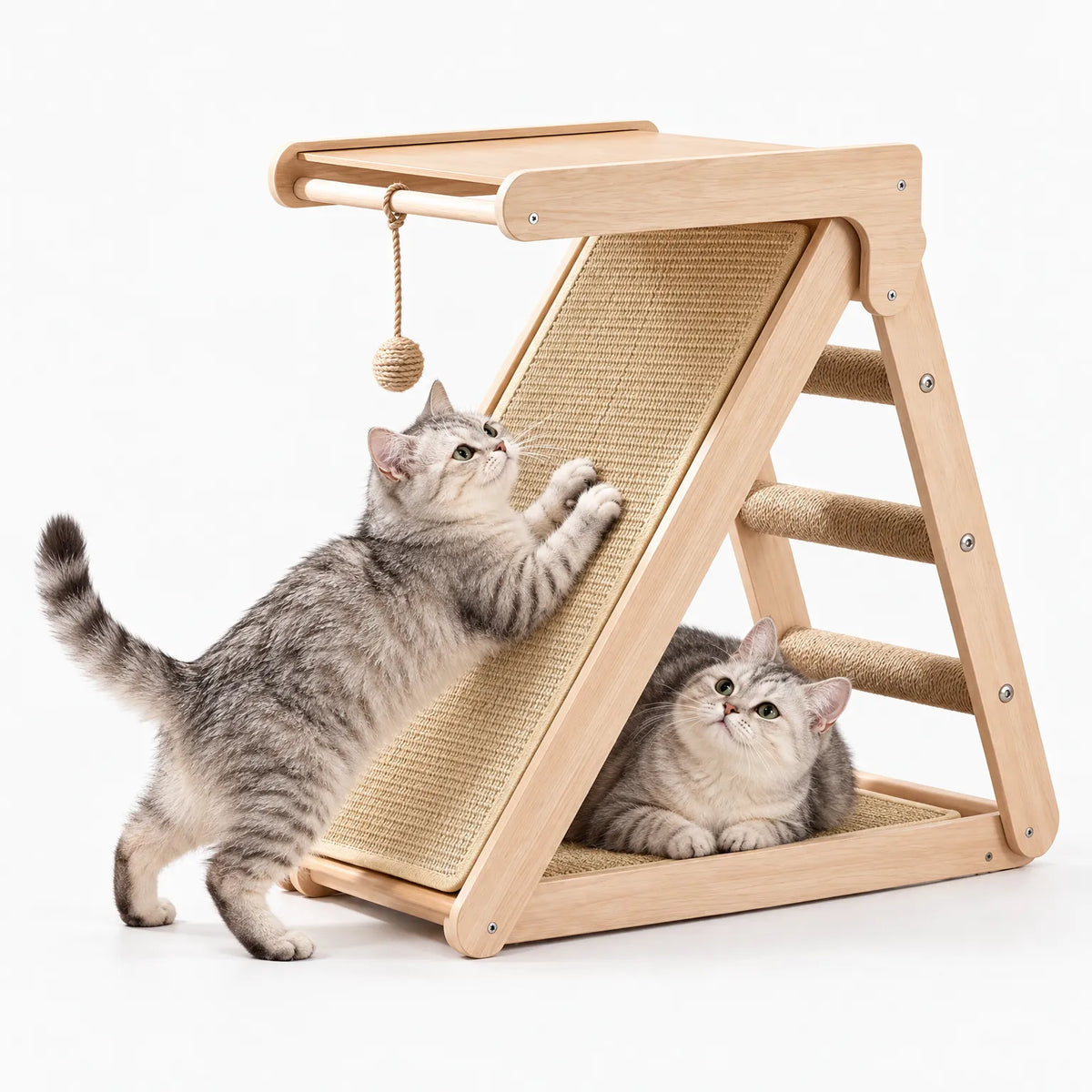 Kompakter Katzenkratzbaum Mit Integrierter Rampe