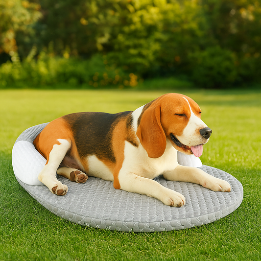 Kühlende Hundematte mit atmungsaktivem Stoff und Kopfkissen | Nivon