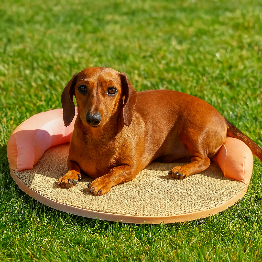 Kühlende Hundematte mit atmungsaktiver Rattanstruktur | Frilo