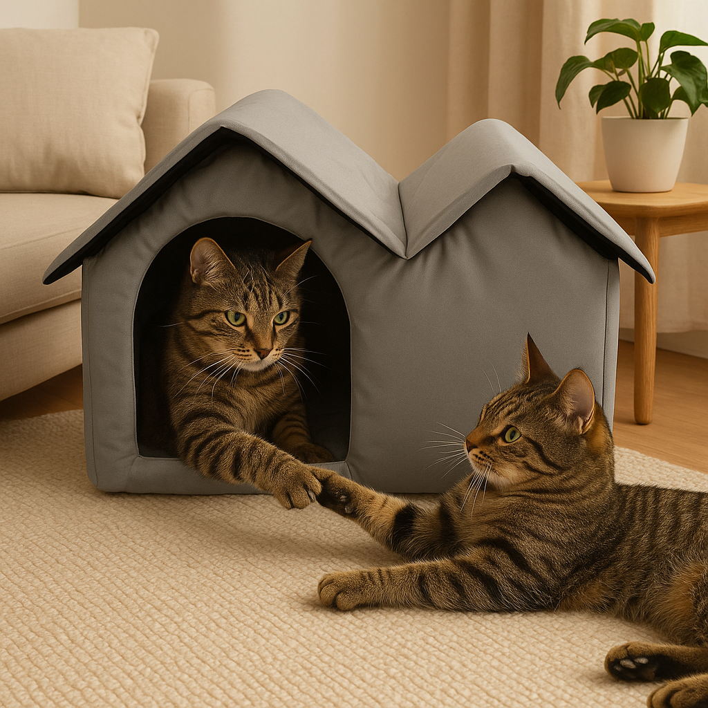 Kühlendes Katzenhaus mit Eisbeuteln und atmungsaktivem Design | CooliFur