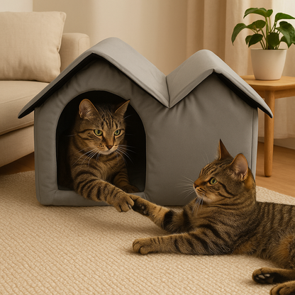 Kühlendes Katzenhaus mit Eisbeuteln und atmungsaktivem Design | CooliFur