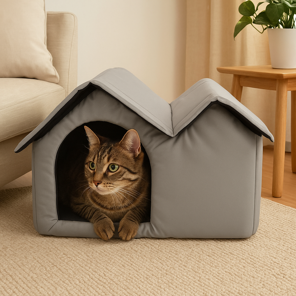 Kühlendes Katzenhaus mit Eisbeuteln und atmungsaktivem Design | CooliFur