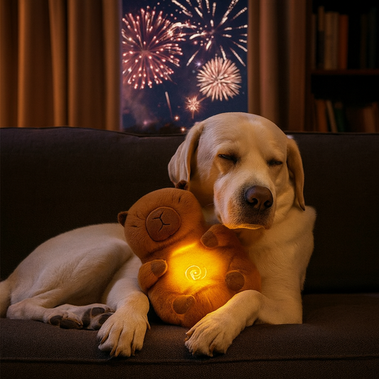 Kuscheltier mit Atem und Ton bei Feuerwerk | Yves
