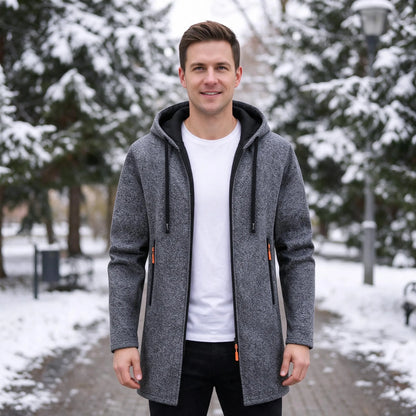 Lange Kapuzenjacke Mit Reißverschluss